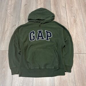 Men’s Vintage Green Baggy Gap Hoodie Sweatshirt Size Small Y2K
